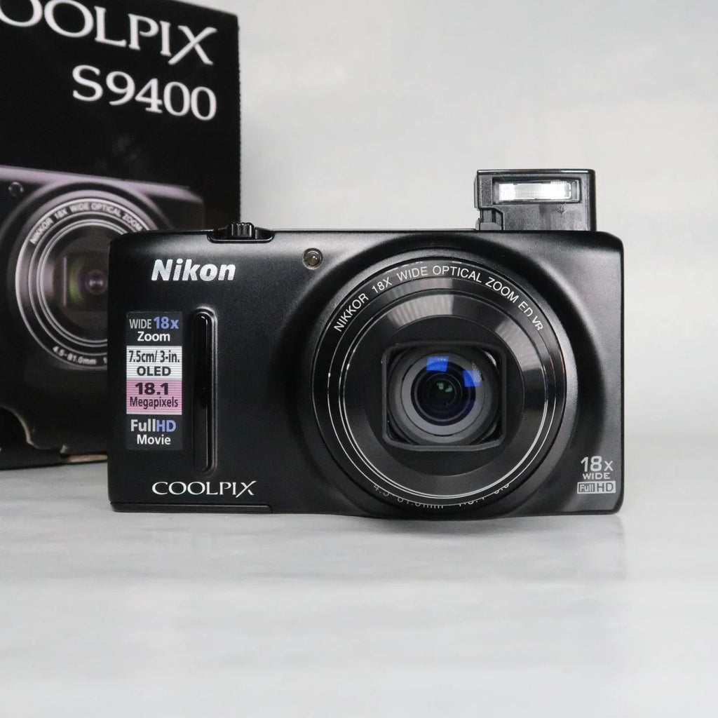 NIKON Coolpix S9400 Digital Camera Black 18.1 MP 18x, Case, SD Card, Boxed