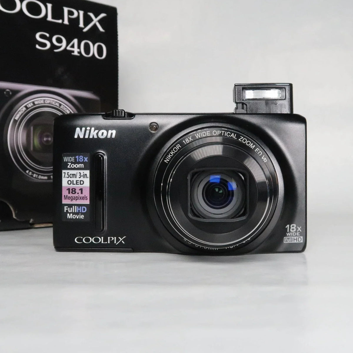 NIKON Coolpix S9400 Digital Camera Black 18.1 MP 18x, Case, SD Card, Boxed